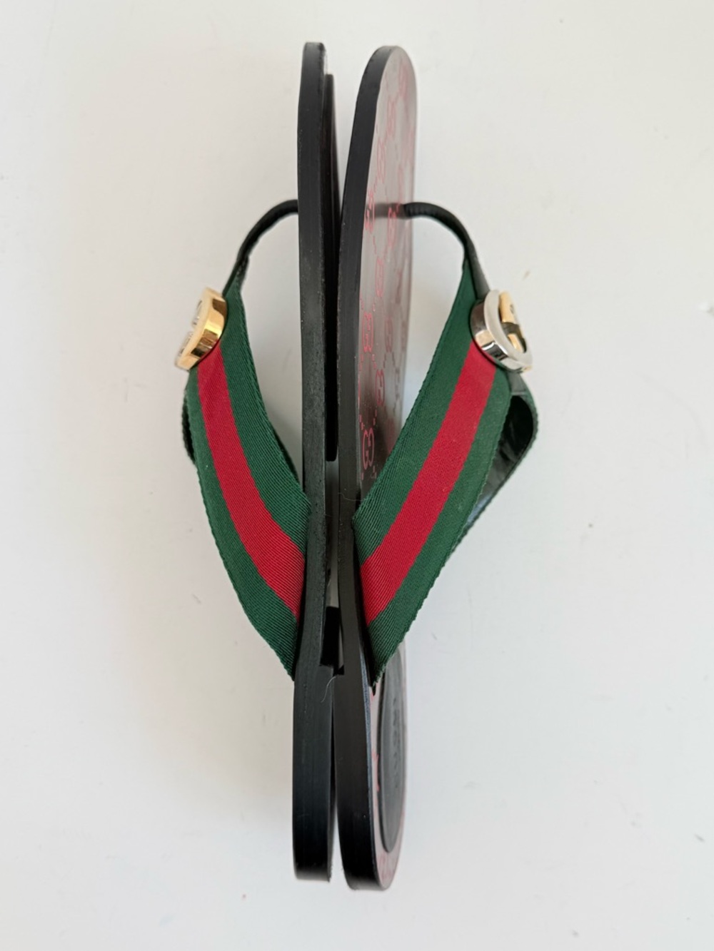 Gucci Brown leather Kika Web thong sandals Interlocking GG EU - Picture 5 of 9